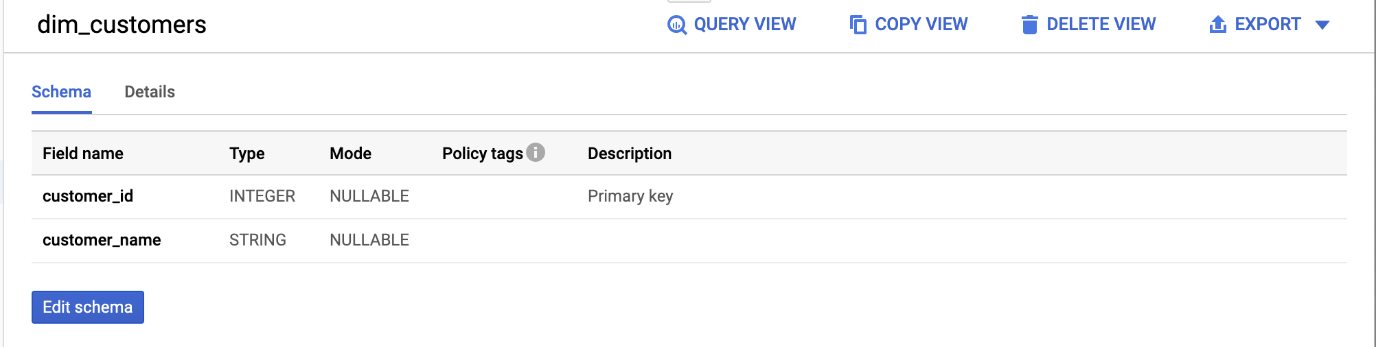 Column descriptions in BigQuery Column descriptions in BigQuery